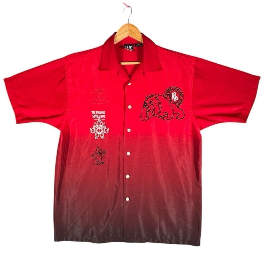 Vintage 90’s Y2K 48 Jeans USA 2XL Bulldog with a Bite Button Shirt Biggy Embroid